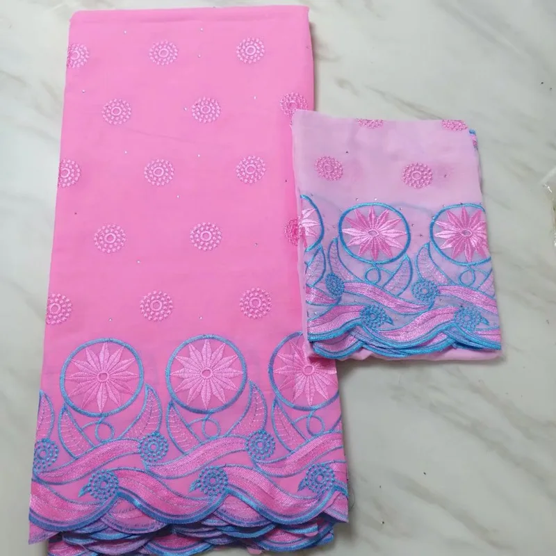 

(5+2yards/set) baby pink Swiss voile lace fabric soft African cotton lace fabric with embroidery for making dress CLS237