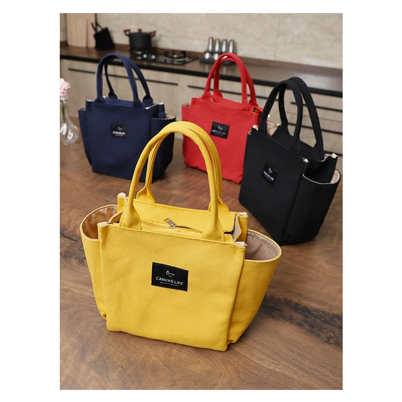 

Mummy Bag Portable Out Canvas Handcuffs Large Capacity Simple Bag Small Cloth Bag to Work with Rice Lunch Box Handbag