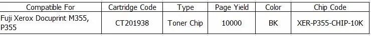 Xerox P355 toner chip