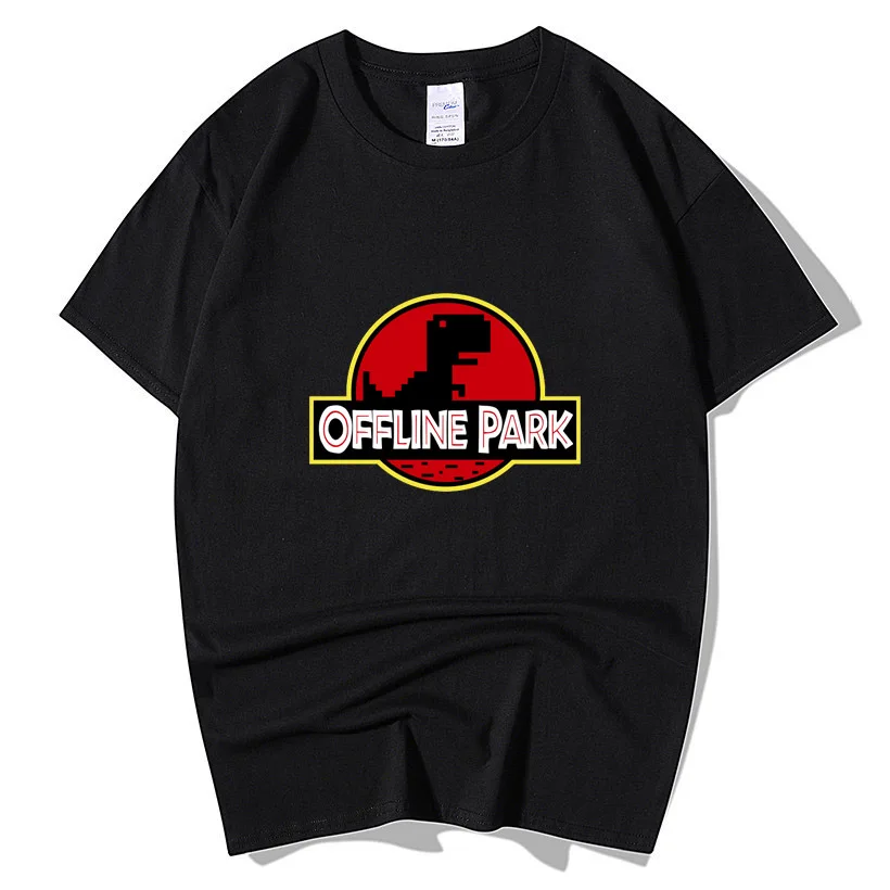 Internet is Broken Offline Park Dinosaur T-Shirt Funny Birthday Gift For Programmer Nerd Men Geek Gamer O Neck Cotton T Shirts