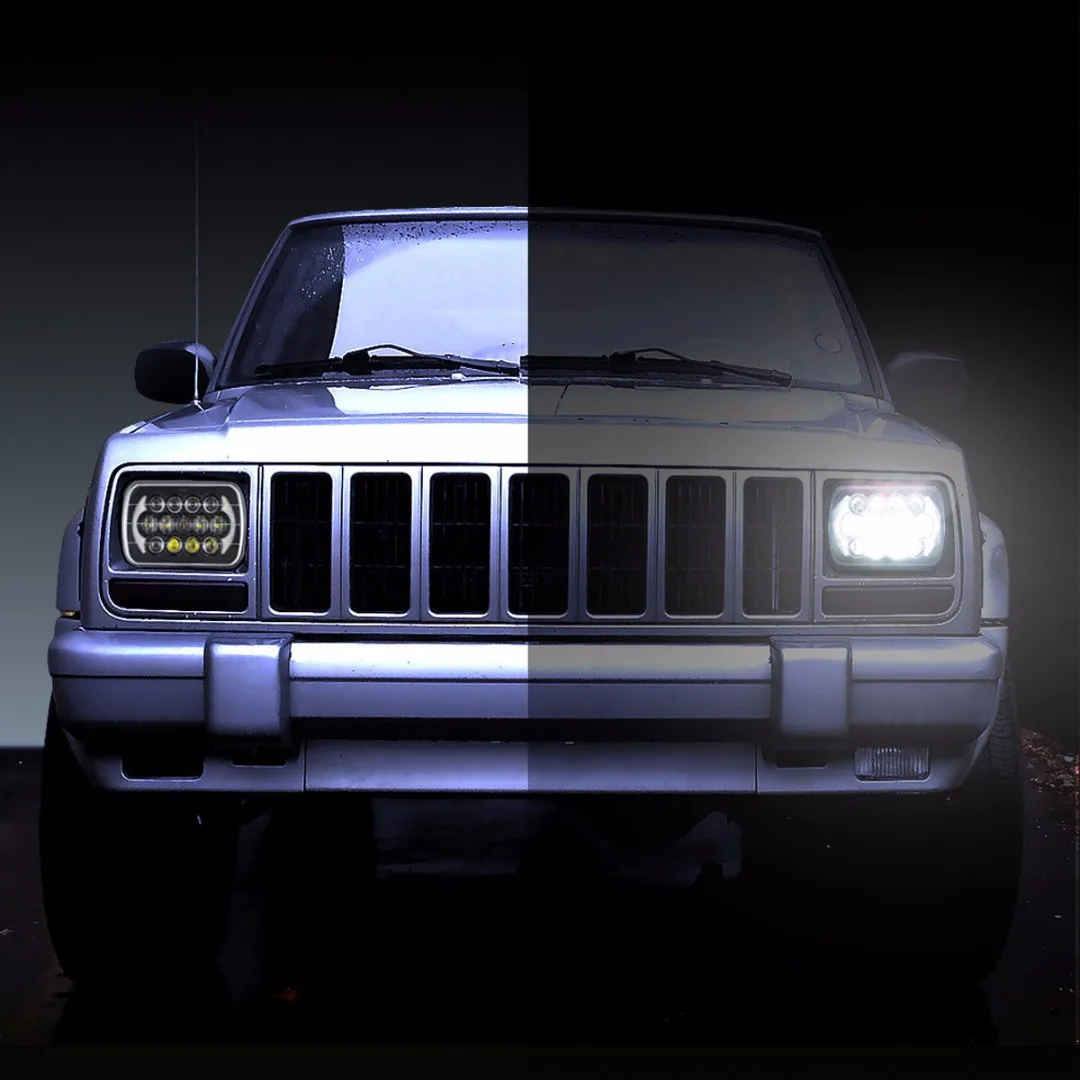 Black 85W 7x6" 5X7" LED Projector Headlight Hi-Lo Beam DRL For Jeep Cherokee XJ