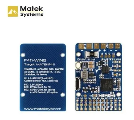 Matek Systems F411-WING STM32F411 полета Управление; Управление с inavosd MPU6000 BMP280 Поддержка Fly крыло с неподвижным крылом RC самолет