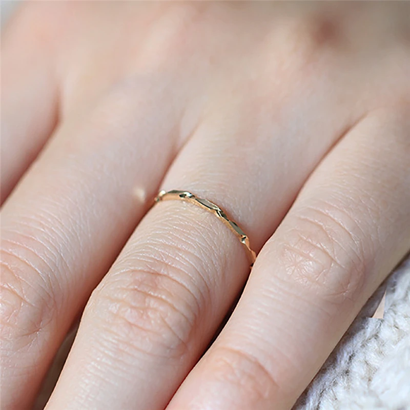 ROMAD штабелируемое изысканное Кольцо, медь, латунь, Золотой палец, тонкое кольцо, модное ювелирное изделие для женщин, Золотое кольцо Anillos, размер 5-10 R4