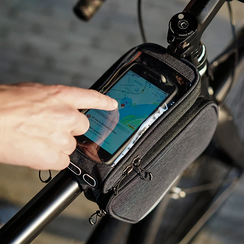Clearance Touchscreen Water Resistant Cycling Bike Bicycle Front Frame Top Tube Double Bag Pannier with 5.7inch Mobile Cell Phone Case 5