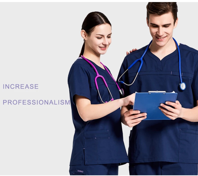 ANNO Nursing Uniforms Stretch Fabrics Clinics Suit For Women and Man Medical Surgical Scrubs Hospital Wear Medical Clothes Gowns