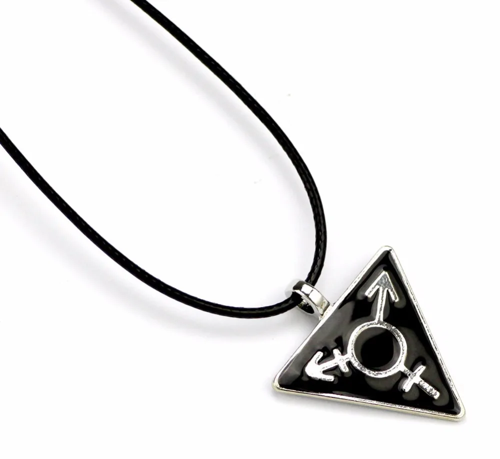 Dark Black Transgender Necklace Male Female Symbol Triangle Gay Pendant