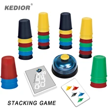 Kedior Speed Cup Stacking Card Game Challenge Quick Reaction Family Games Educational Toys for Kids 6