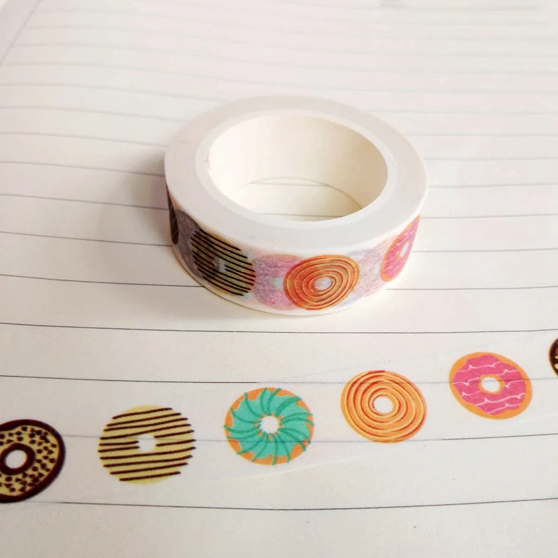 1X DIY Japanese Paper Washi Tapes Kawai Cute Donuts Masking Tapes Decorative Adhesive Tapes