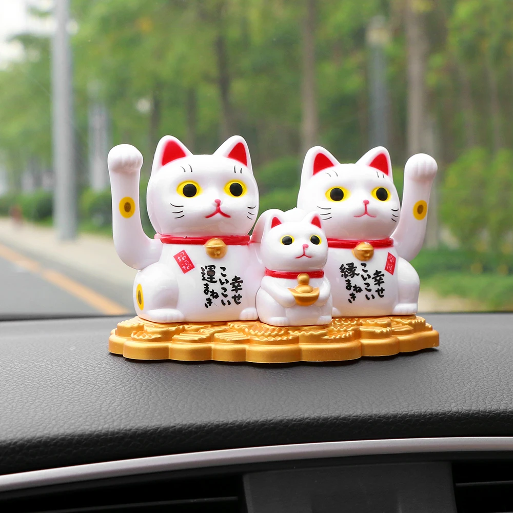 Автомобильные украшения ABS Lucky Cat, автомобильная интерьерная приборная панель, украшение, милая солнечная энергия, волнистая кошка, домашний декор, аксессуары