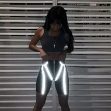 Летние женские сексуальные светоотражающие шорты для йоги Новые повседневные спортивные Клубные шорты в полоску с завышенной талией Горячие шорты