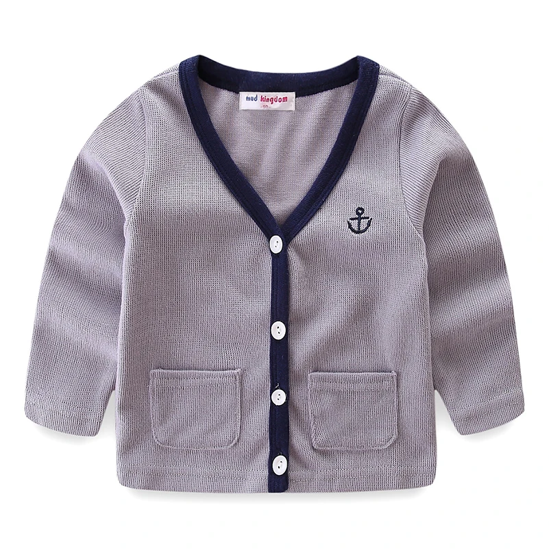 Mudkingdom/вязаные кардиганы для маленьких мальчиков; детская хлопковая верхняя одежда с вышивкой якоря; весенне-осенняя одежда для детей