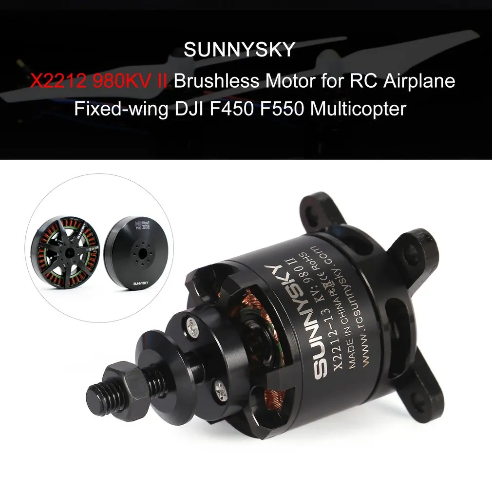 

SUNNYSKY X2212 980KV II 2-4S Brushless Motor Short Shaft for RC Light Drone Fixed-wing Quad-Hexa Copter Multicopter DJIF450 F550
