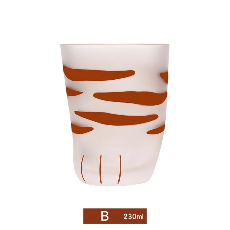 Горячая кошка коготь в форме чашки из матового стекла молоко кружка Тигр кожи узор кофе чашка подарок LFD - Цвет: 260ml B