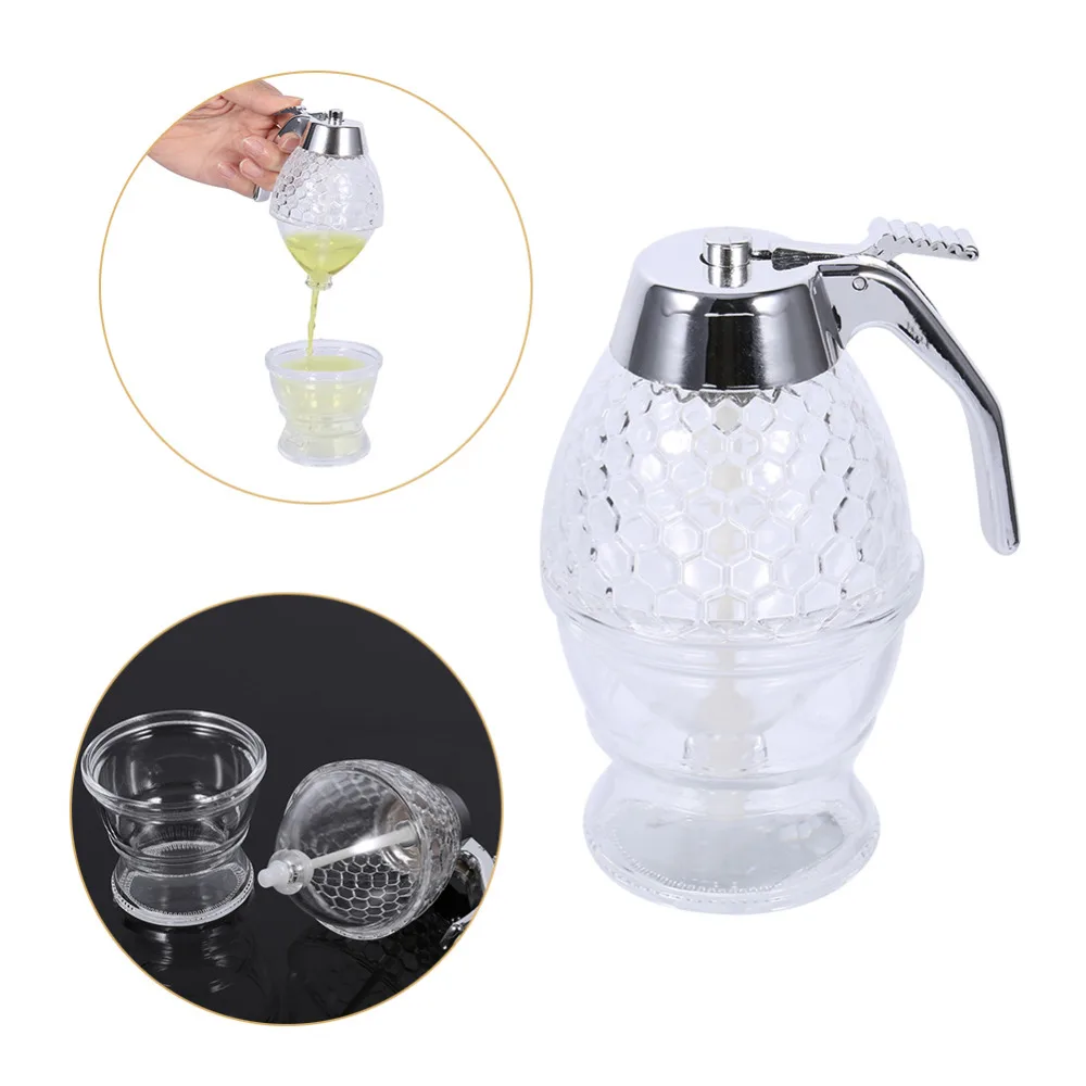 W 200ML Honey Dispenser Jar Container Cup Juice Syrup Kettle Kitchen