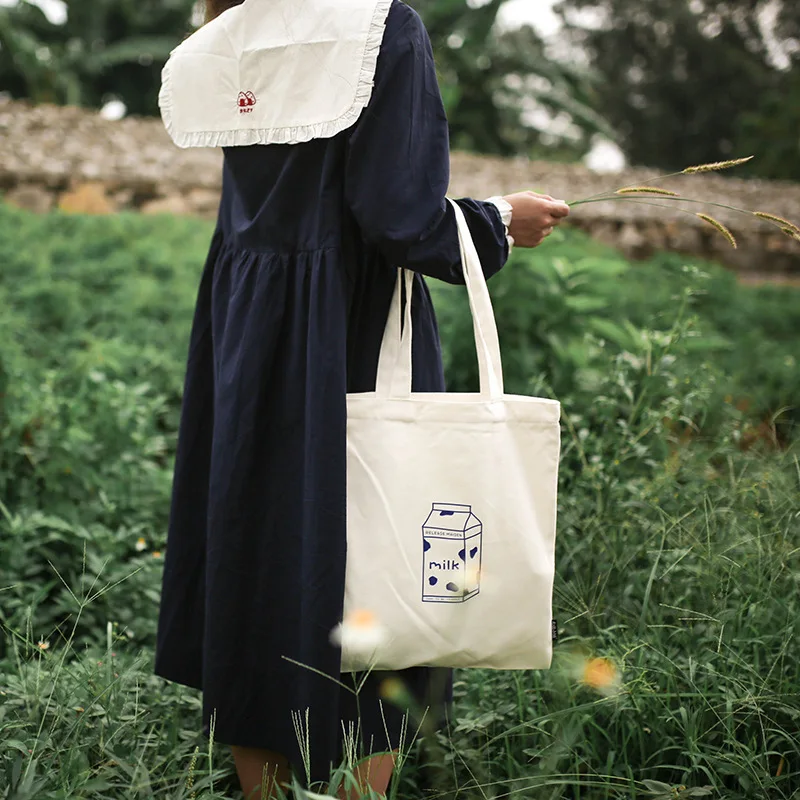 

NJ SHOP Canvas Handbag Milk box Pattern Canvas Purse Original Simplicity Large Capacity Shoulder Bags For Women
