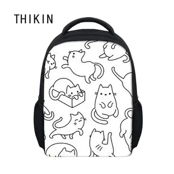 

THIKIN Adorable Cat Print Student Kindergarten Backpack Cartoonn Mini Kids Bagpack Mochila Best Gift Custom Children Book Bag