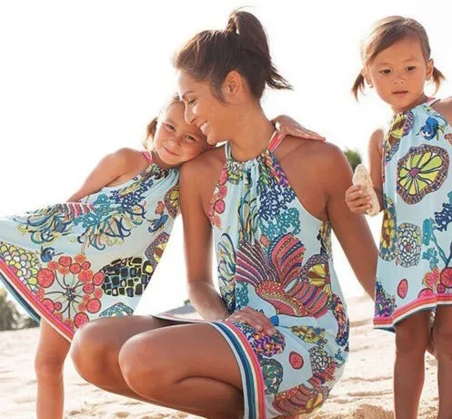 

2019 family matching clothes mom and daughter dress boho baby clothing summer fashion casual big sister little sister christmas
