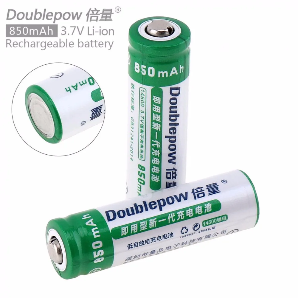 

2pcs Doublepow Practical 3.7V 14500 850mAh Li-ion Rechargeable Battery for Flashlights Toys