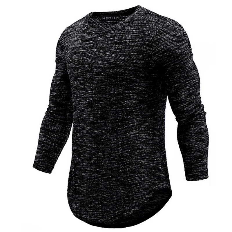Новые черные мужские беговые футболки черные с длинным рукавом тонкие фитнес топы стрейч футболки мужские s спортивная одежда Chemise Homme открытый
