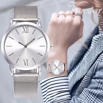 

Vansvar Brand Fashion Mesh Band Watches Luxury Women Stainless Steel Watch Casual Quartz Wristwatches Clock Relogio Feminino