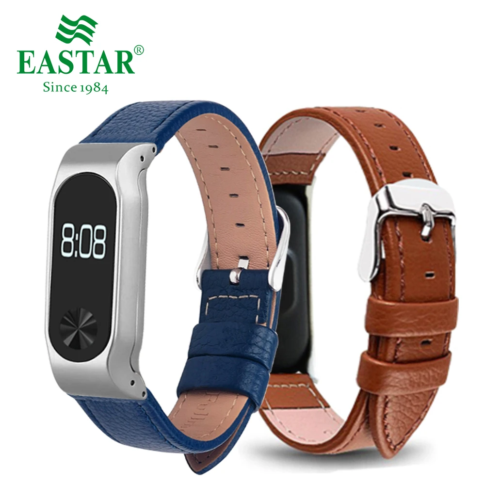 Цветной кожаный ремешок Eastar для смарт часов XiaoMI Band 2 сменный Браслет из
