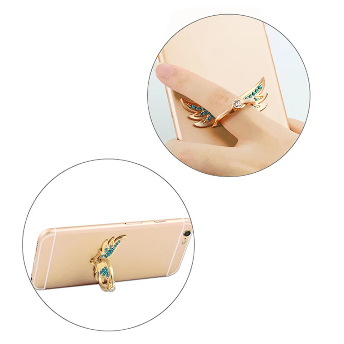Etmakit Beauty Angel Wings360 Degree Multi-function Metal Finger Ring Mobile Phone Ring Holder For iPhone Samsung Smart Phones Etmakit Beauty Angel Wings360 Degree Multi-function Metal Finger Ring Mobile Phone Ring Holder For iPhone Samsung Smart Phones