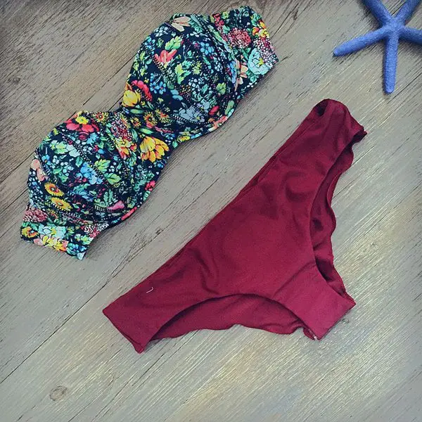 Бикини в форме раковины с принтом, женский сексуальный купальник, женский купальник, бразильский комплект бикини, maillot de bain femme biquini - Цвет: gray bottom1