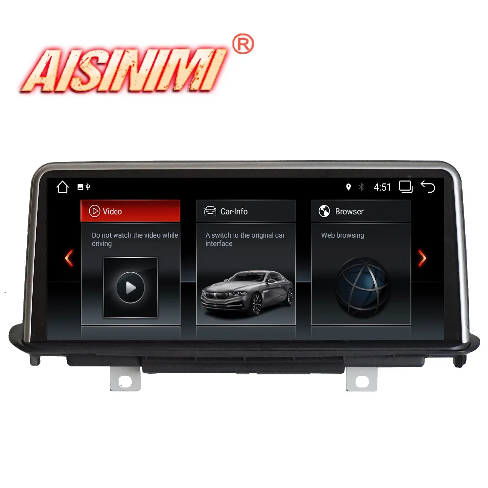 Best AISINIMI Android 9.0 PX6 Car Dvd Navi Player FOR BMW X5 F15 (2014-2017) NBT System car audio gps stereo auto monitor all in one 3