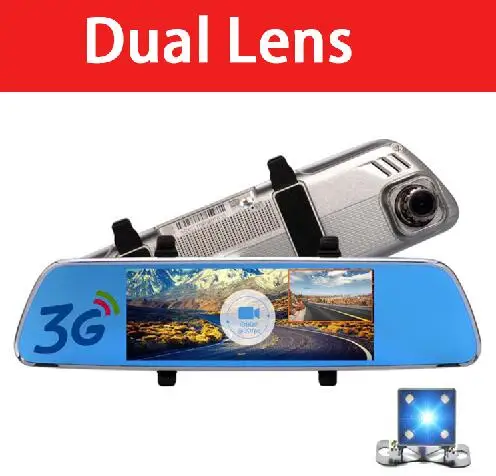 QUIDUX Car DVR 3G Android GPS Navigator 7.0inch Rearview Mirror Camera Night Vision Full HD 1080P Video Recorder With Dual lens - Название цвета: Without sd card