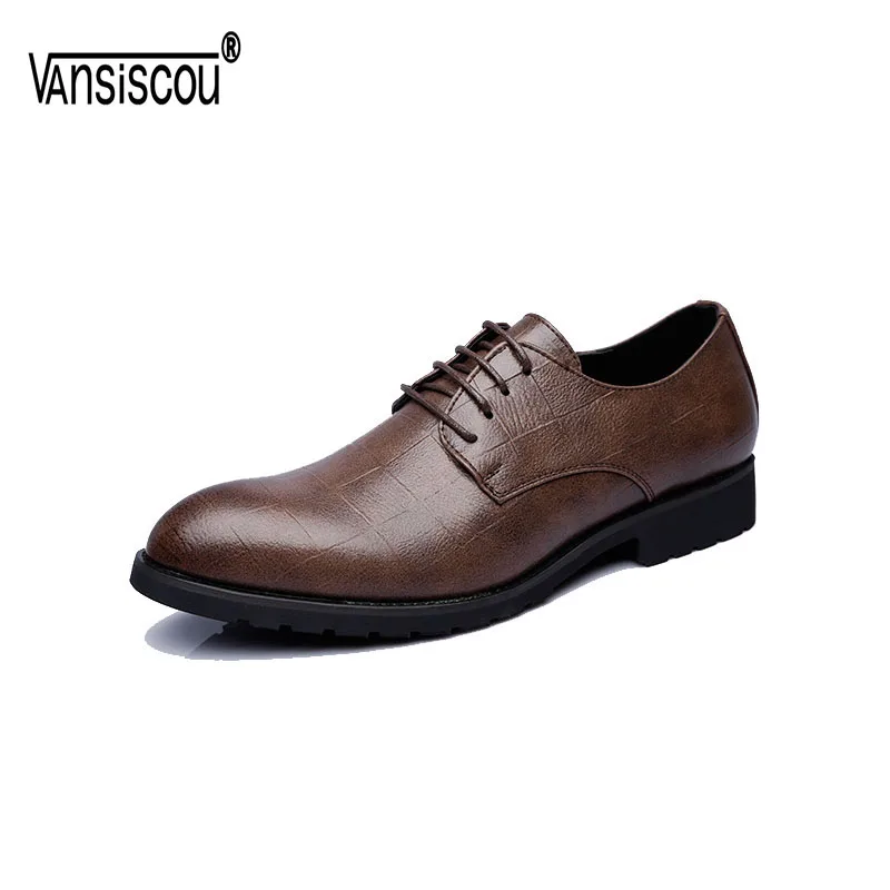 

VANSISCOU New Pointed Toe Men Formal Shoes Business Wedding Patent Microfiber Leather Shoes Italy Styly Comfy Men Dress Shoes
