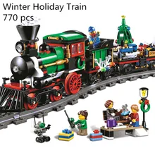 CX 36001 770Pcs Model building kits Compatible with Lego 10254 Christmas Winter Holiday Train Set Children Building Block Bricks