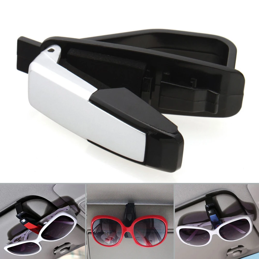 Car Glasses Holder Sun Visor Clip Sunglasses Case Eyewear Glasses Case Auto Fastener Clip Universal Ticket Card Clamp Organizer