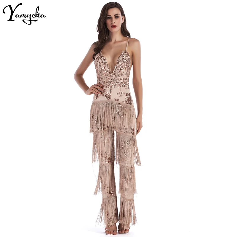 Sexy Rompers Womens New Arrivals Jumpsuit for Women Sequins Patchwork Summer Elegant Bandages Club Party Bodysuit Overalls 2018