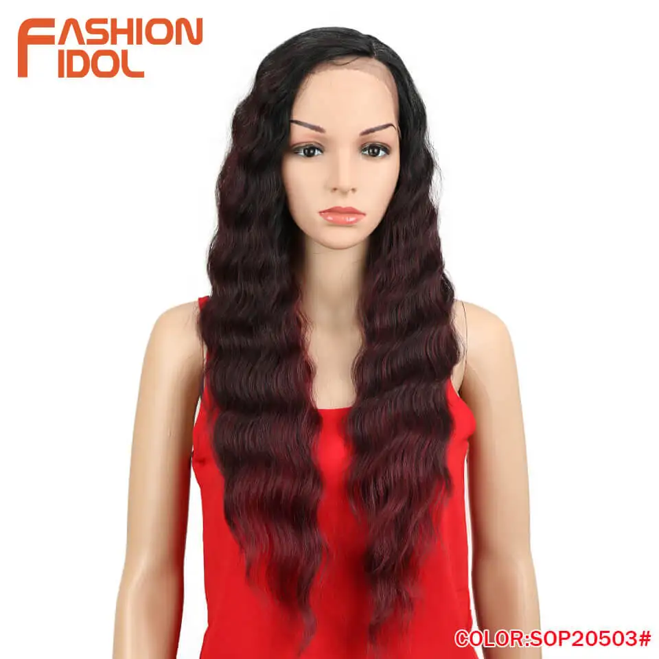 Модные волосы IDOL синтетический парик из натуральных волос парик черный 28 дюймов глубокая волна коричневый волнистые синтетические парики для черных женщин