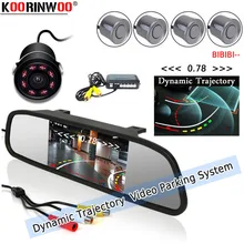 Koorinwoo Auto Sensore di Parcheggio Dinamica Traiettoria vista Posteriore Macchina Fotografica 22 MILLIMETRI del Radar di Inverso Del Sistema di Allarme Parktronic Con Monitor LCD