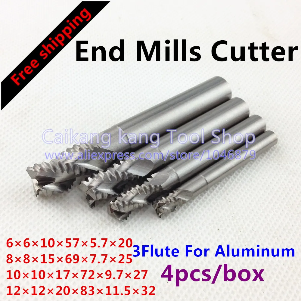 Free shipping 4/bag New 3Flute M2AI dia 6/8/10/12mm End Mills Milling