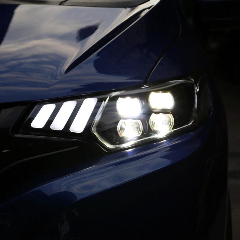 Автомобильный Стайлинг для Honda Fit/JAZZ- светодиодный автомобильный Головной фонарь в сборе светодиодный Demon Eyes DRL указатели поворота прожекторные линзы