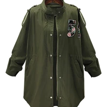 Осенняя модная женская куртка с буквенным принтом, осенняя, весенняя, с длинным рукавом, с высоким воротом, с карманом, повседневная, свободная, армейская куртка, верхняя одежда, куртка для девушек