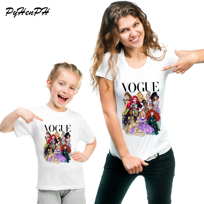 

New Brand Family Matching T-Shirt VOGUE Princess Printed Mother Son Daughter Matching T Shirt Family tshirts Outfit Clothes