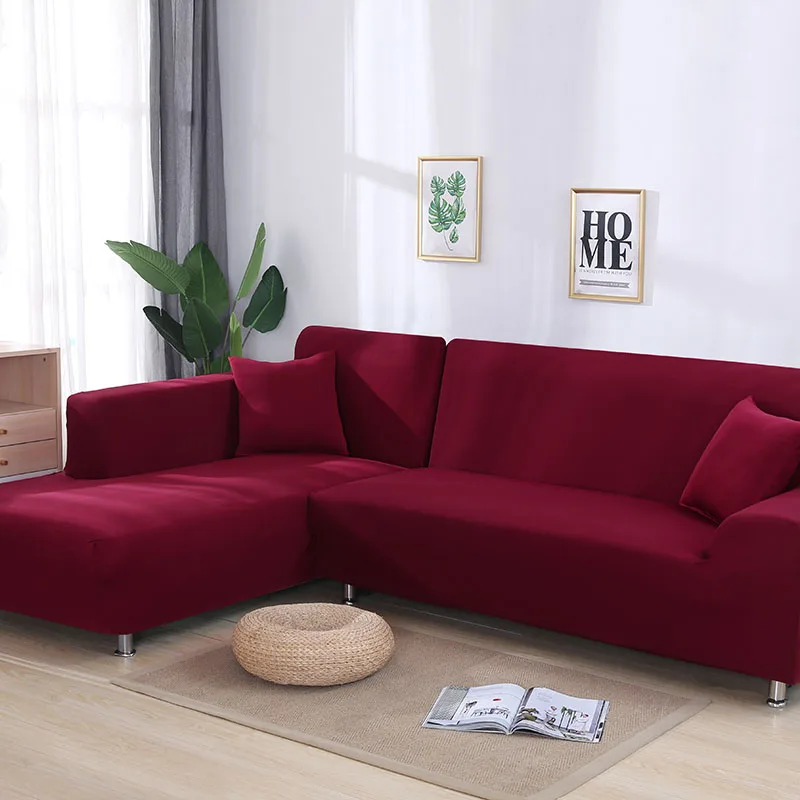 Chaise Longue Sofa Elastic Couch Cover funda cubre sofa Sofa Covers for Living Room(Must Order 2pieces) to fit for Corner Sofa - Цвет: Color20