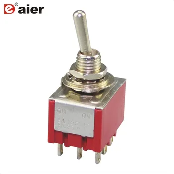 

50PCS MTS-303 3 Pole Toggle Switch 6MM 3A 250VAC 6A 125VAC 9 PIN 3PDT ON OFF ON Latching Type Industrial 3 Way Toggle Switch