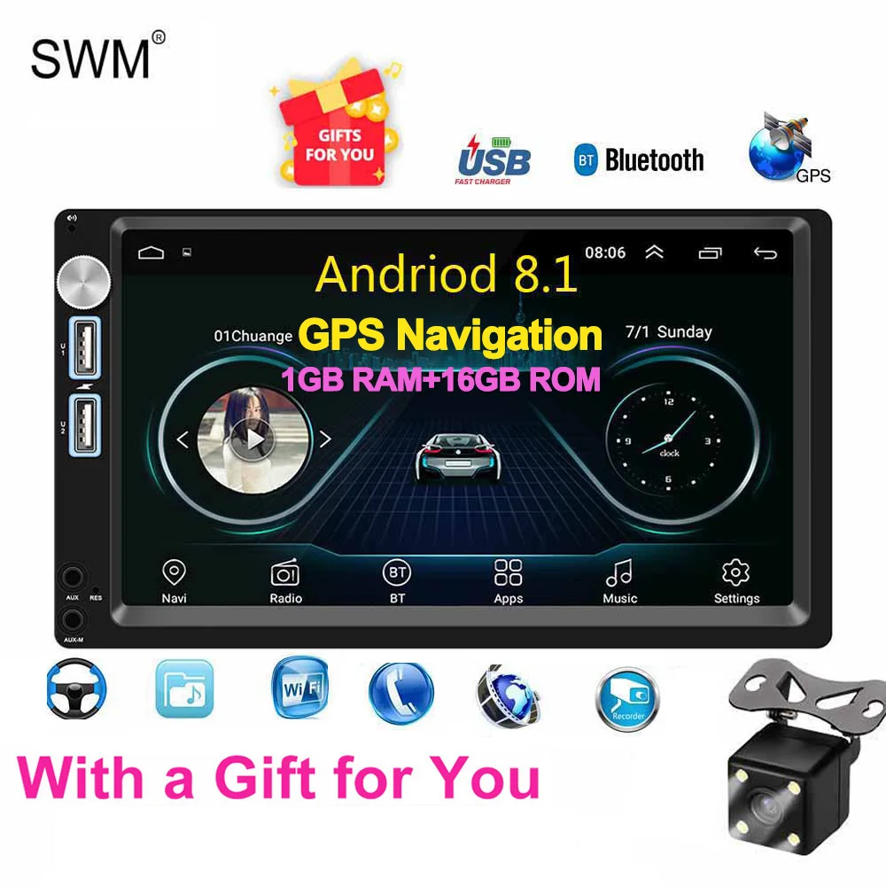 SWM Car Radio Android 8 1 Autoradio 2din MP5 GPS Stereo Receiver 7 2 Din Car