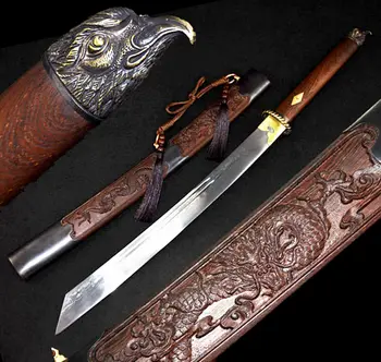 

Battle Ready Chinese KungFu Broadsword Sword WuShu Da Dao Damascus Steel Blade Sharp Asian Saber Knife