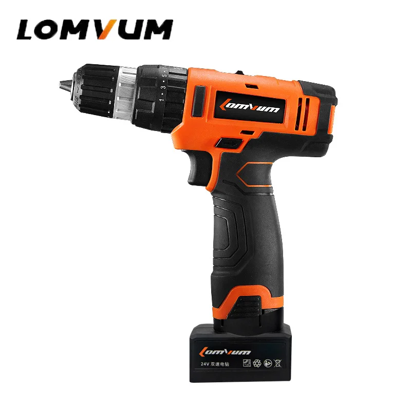 

LOMVUM Hammer Cordless Screwdriver Variable 2 Speed Electric Impact Drill 2 Battery Rechargeable Carry Bax Case 24V 45N.M