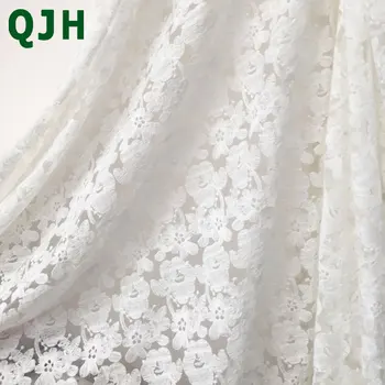 

1yard African Lace fabric Hot Sell Mesh 2017 New Arrival Black white Color african cord Lace lace Fabrics High Quality