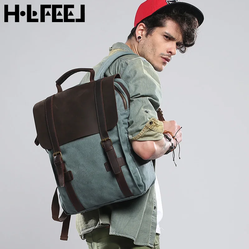

2019 men canvas backpacks vintage school bag female backpacks fashion casual travel bags for men women rucksack