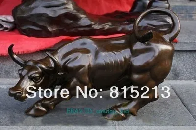 Ван 0005 Extra Large Бронзовый кофе Wall Street Bull OX Рисунок Статуя 1" Длинный