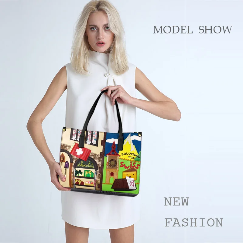 Braccialini, Швейцарский стиль, Большая вместительная сумка с вышивкой, модные сумки через плечо, Дизайнерская Женская Ручная сумка, женская сумка-мессенджер