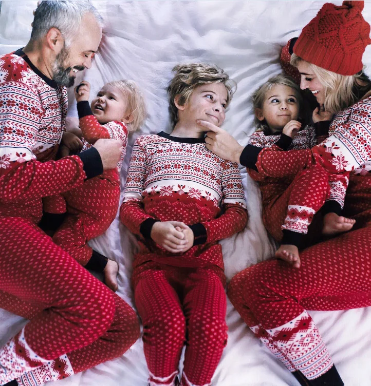 Рождественская Пижама комплект Семья подходящая друг к другу одежда для сна Снежинка Рождество для мамы, папы и ребенка детский комплект
