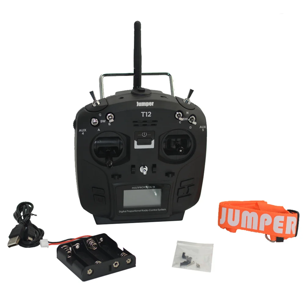 Jumper T12 PLUS 2.4G 16CH OpenTX Multi-protocol Transmitter with JP4-in-1 RF Module Hall Sensor Gimbal - Black